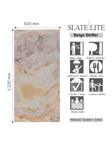 Stenfanér Skiffer Beige 61x122cm | Ekosten.se