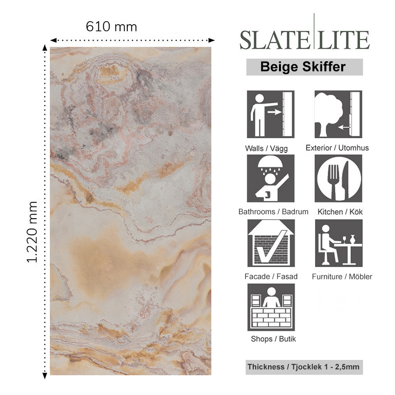Stenfanér Skiffer Beige 61x122cm | Ekosten.se