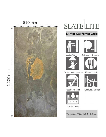 Skiffer Stenfaner California Guld | Ekosten.se