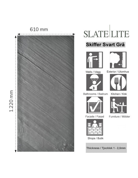 Svart Skiffer Stenfaner | Ekosten.se