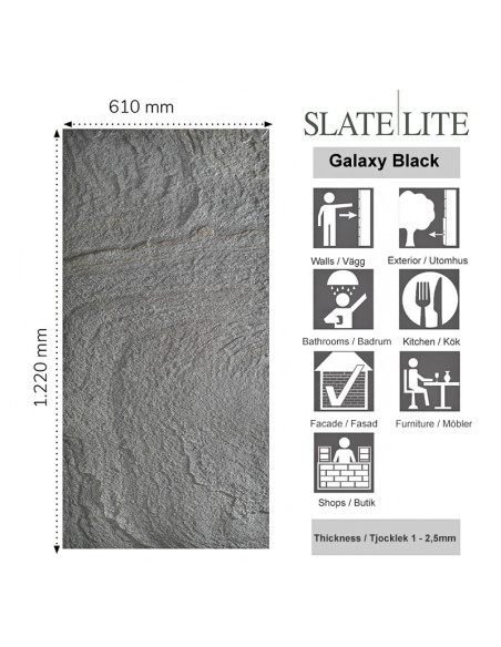 Skiffer Stenfaner Galaxy Black | Ekosten.se