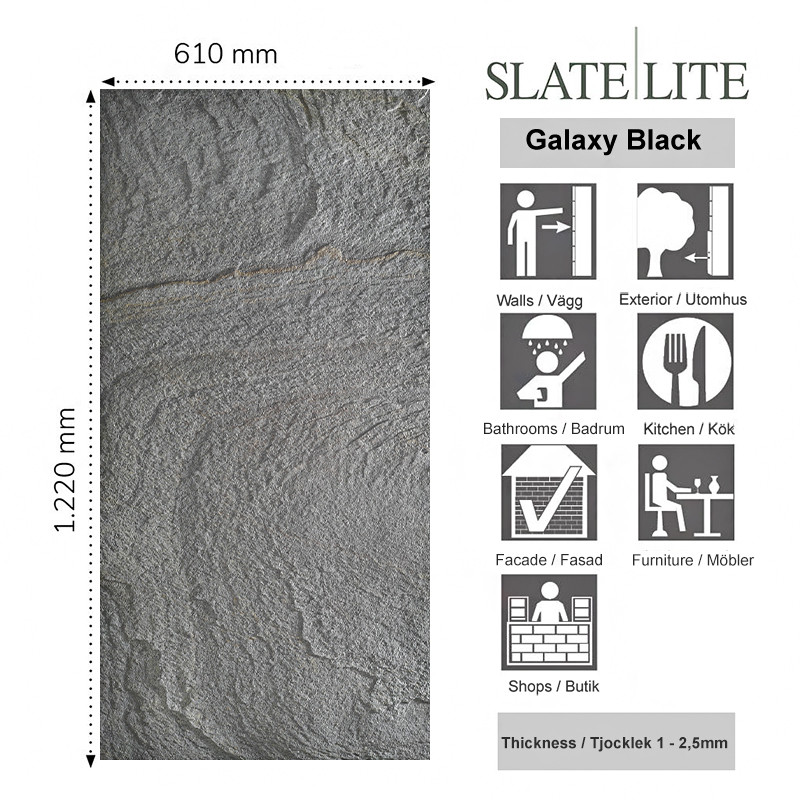 Skiffer Stenfaner Galaxy Black | Ekosten.se