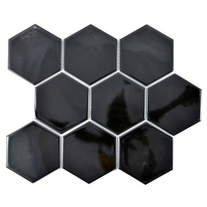 Hexagon Klinker Mosaik  Svart Blank | Ekosten.se