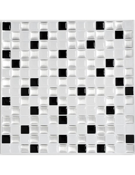 Självhäftande Vinyl Mosaik Silver Svart Vit | Ekosten.se