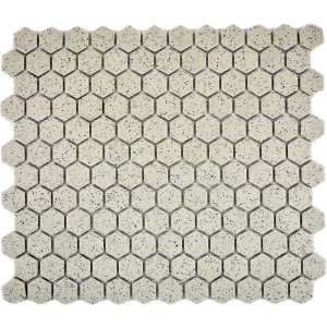 Hexagon Mosaik Beige Prickig Matt | Ekosten.se