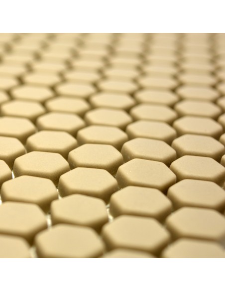 Hexagon Glasmosaik Emalj Creme Matt