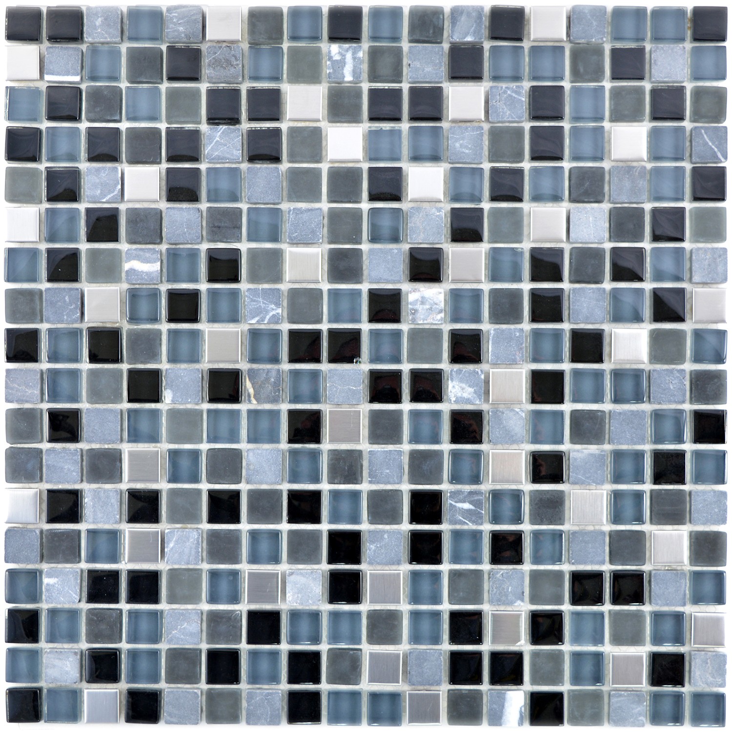 Marmor Kristall Mosaik Silver Svart Grå | Ekosten.se