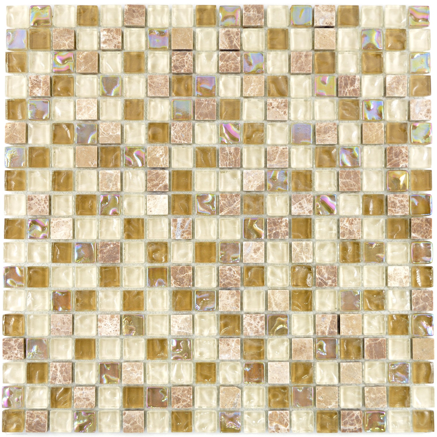 Mosaik Natursten Kristall Beige Brun Mix