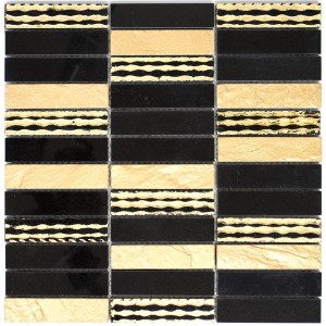 Marmor Mosaik Carving Mix Guld Svart