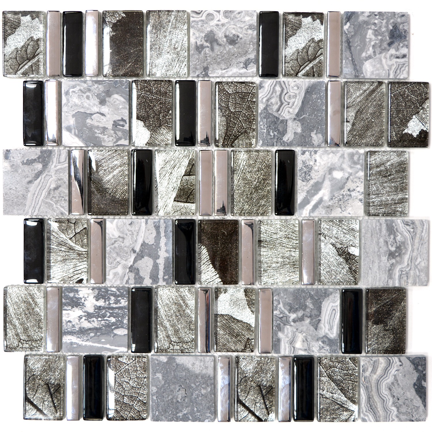 Multiformat Natursten Kristall Mosaik Grå Svart | Ekosten.se