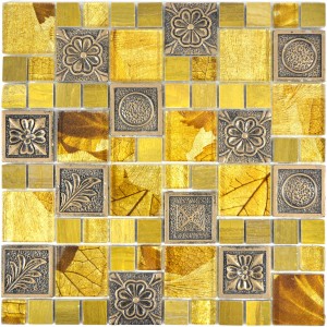 Mosaik Resin Kristall Guld Ornament | Ekosten.se