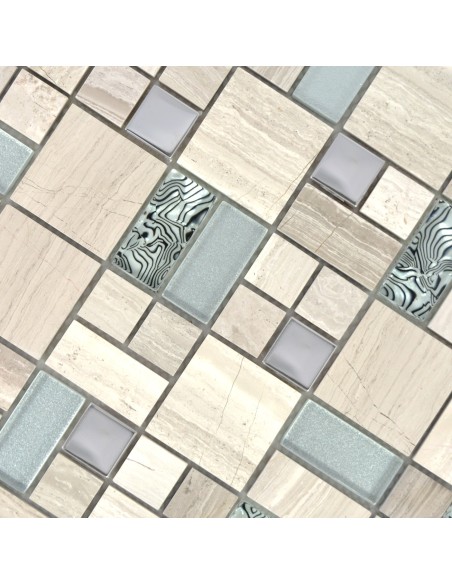Mosaik Kristall Marmor White Wood | Ekosten.se