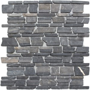 Brickmosaik Natursten Marmor Nero Marquina