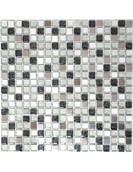 Metall Glasmosaik Silver Svart | Ekosten.se