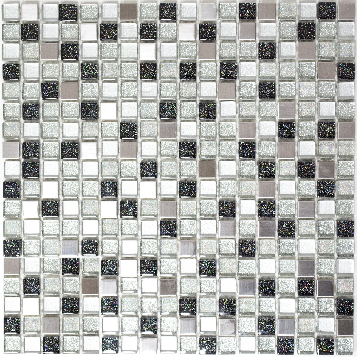 Metall Glasmosaik Silver Svart | Ekosten.se