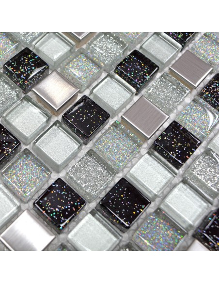 Metall Glasmosaik Silver Svart | Ekosten.se