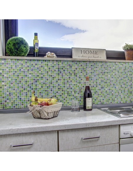 Mosaik Metall Glas Silver Grön | Ekosten.se