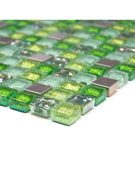 Mosaik Metall Glas Silver Grön | Ekosten.se