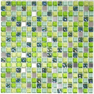 Mosaik Metall Glas Silver Grön | Ekosten.se
