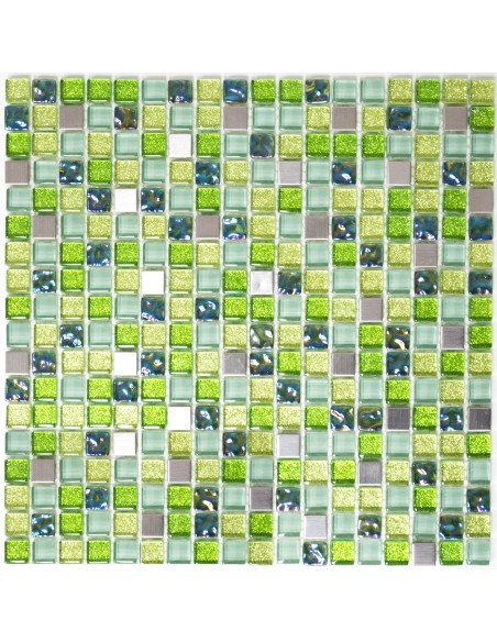 Mosaik Metall Glas Silver Grön | Ekosten.se