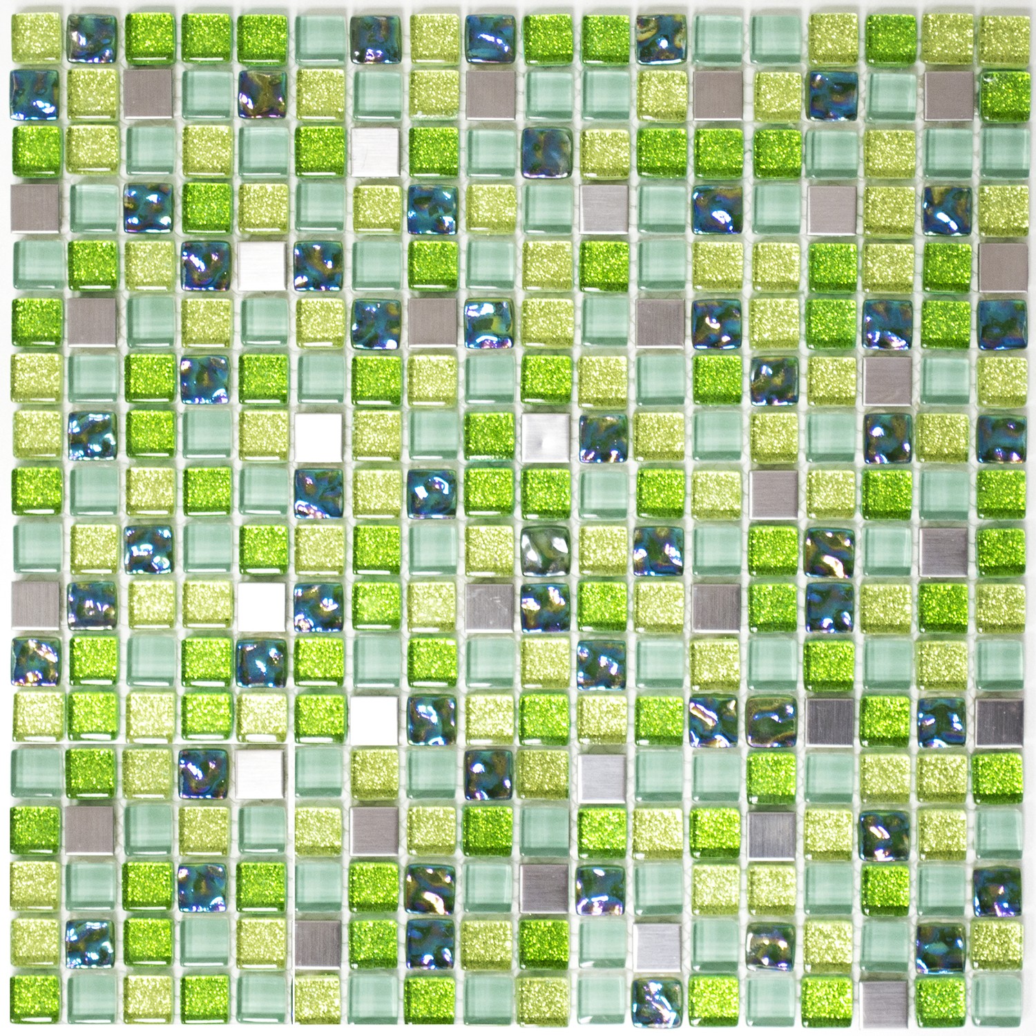 Mosaik Metall Glas Silver Grön | Ekosten.se