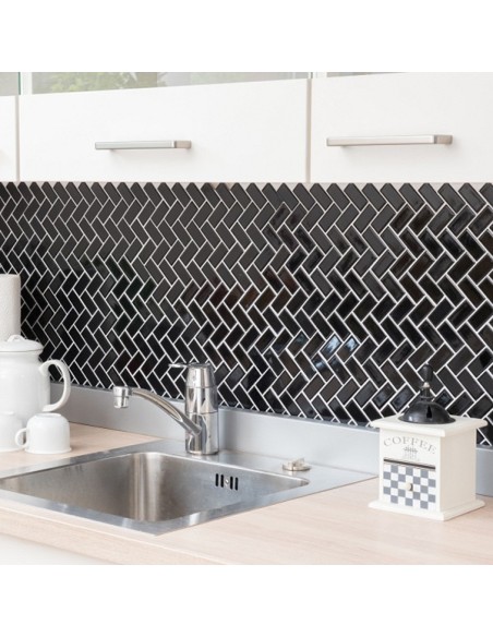 Fiskben Klinker Mosaik Svart Blank | Ekosten.se