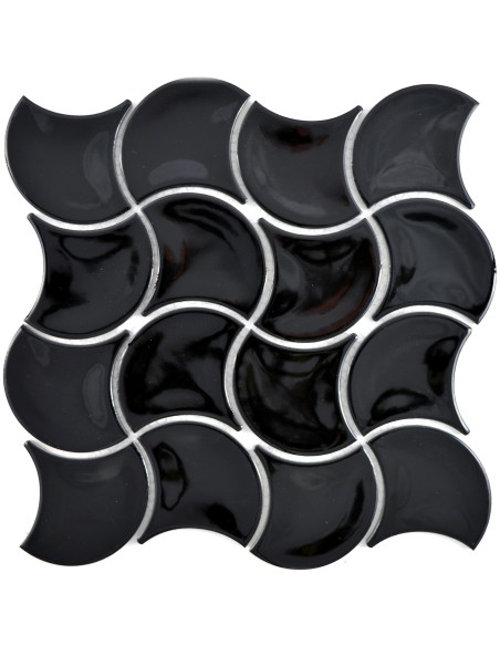 Svart Kakel Mosaik Blank Våg | Ekosten.se