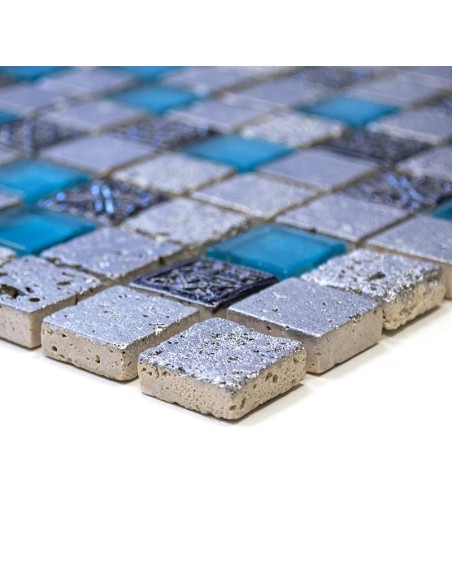 Mosaik Kristall Natursten Resin Mix Blå | Ekosten.se