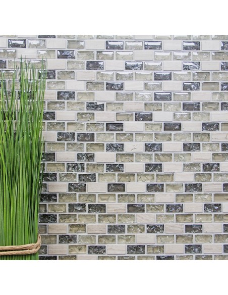 Kristall Marmor Brickmosaik Grå Grön | Ekosten.se